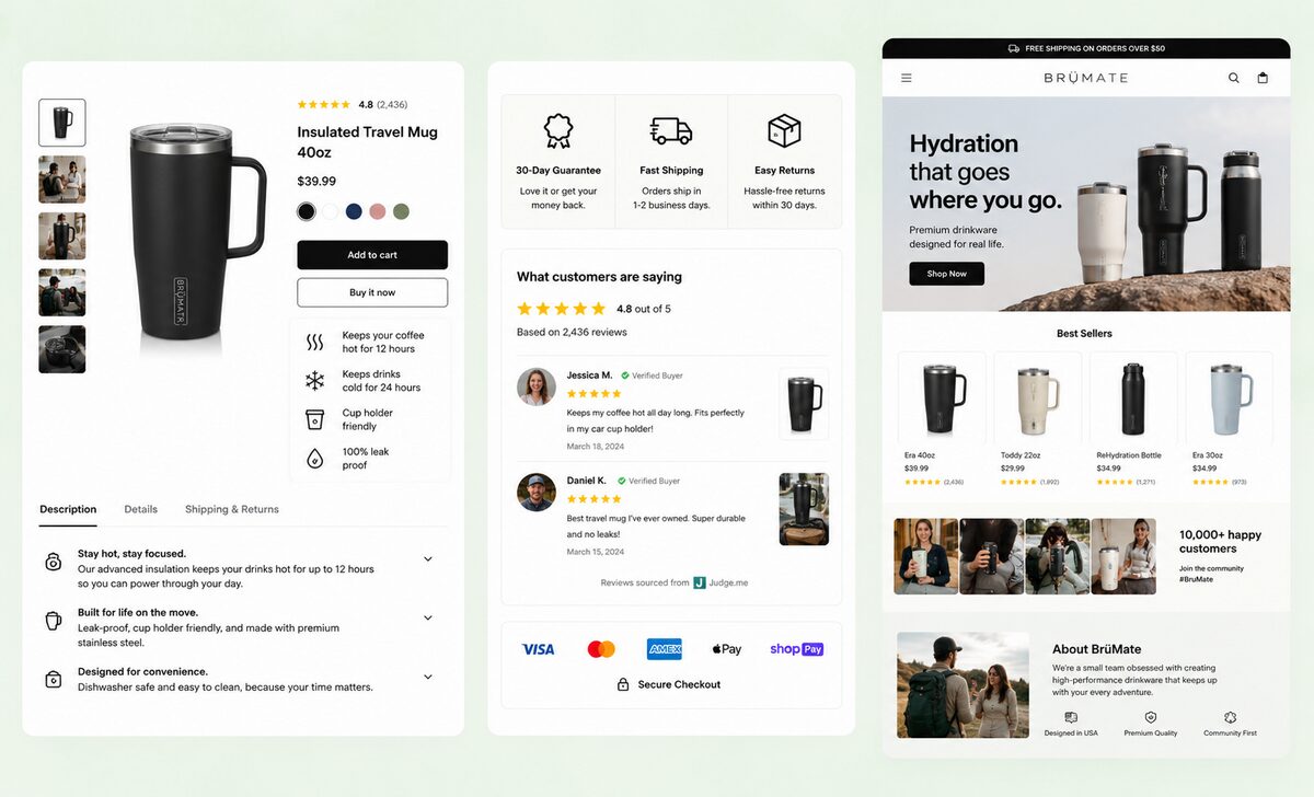 trust signals and good product pages for shopify dropshipping