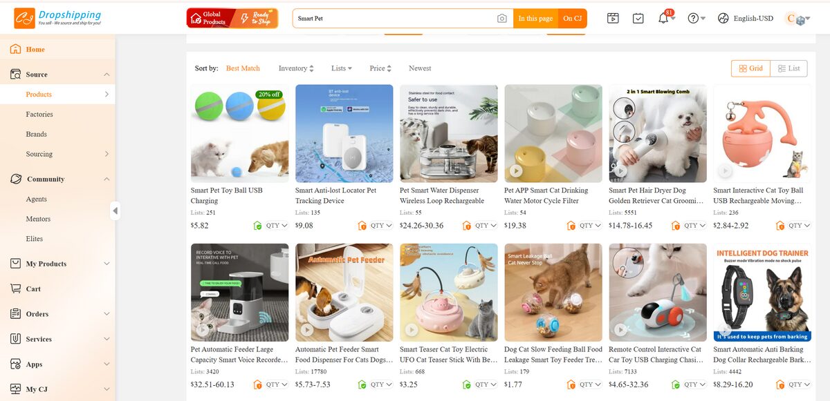 Pet CJ Dropshipping products for Shopify