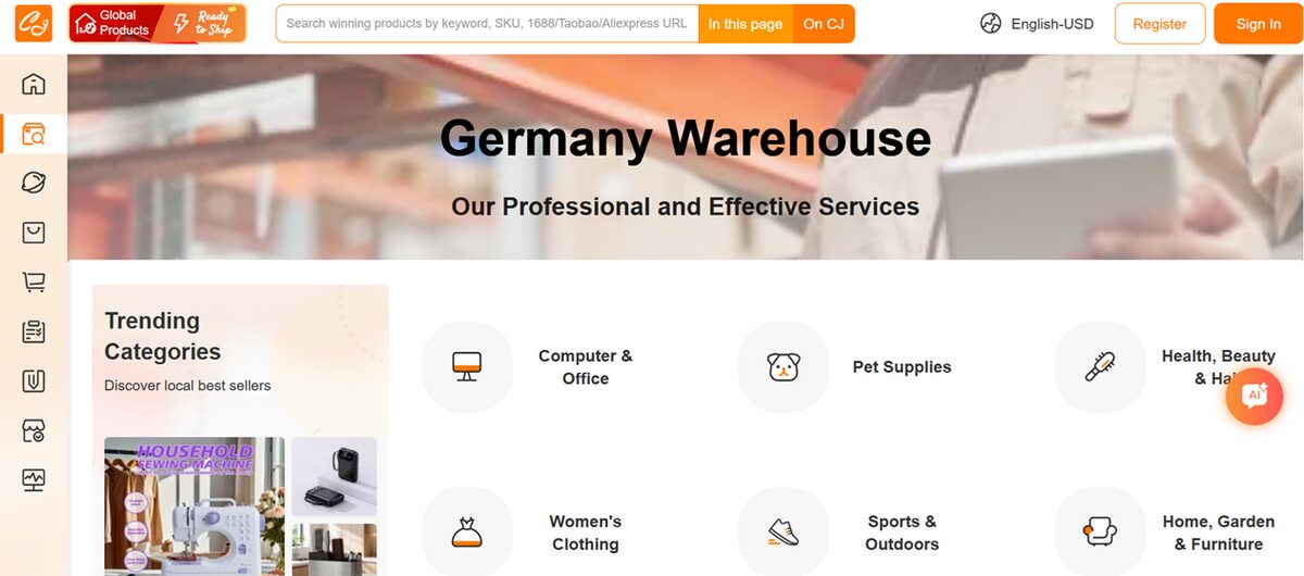 CJDropshipping best Germany dropshipping suppliers for 2026