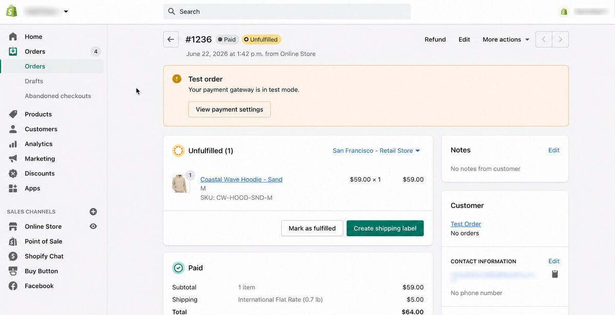 Place a Test Order in Shopify With Test Card Numbers