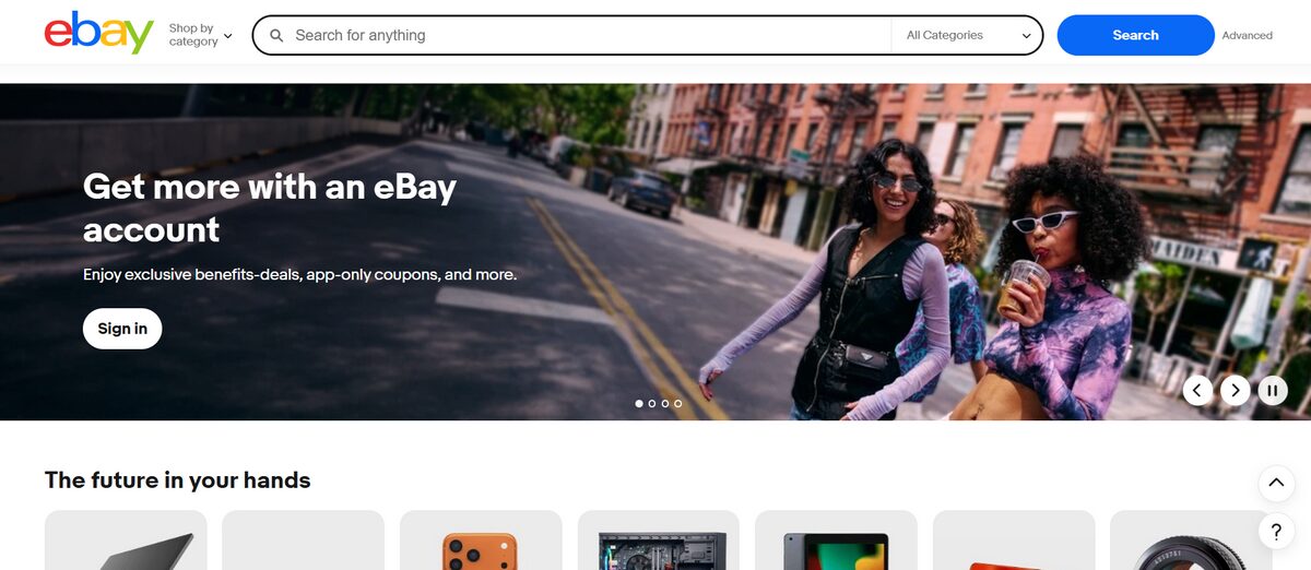 eBay eCommerce platform and marketplace homepage