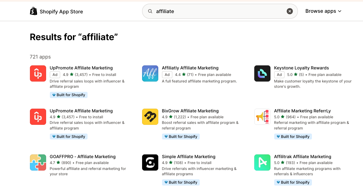Apps for Shopify affiliate marketing