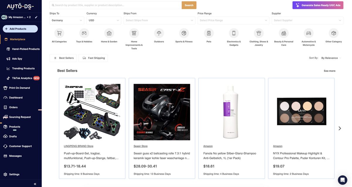 AutoDS private suppliers, one of the best dropshipping suppliers in Canada