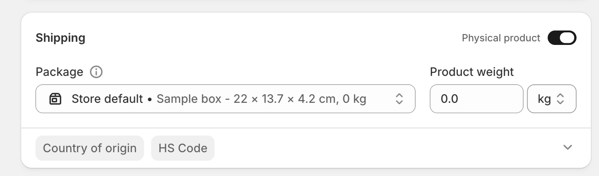 Deactivate the "Physical product" toggle to sell digital products on Shopify