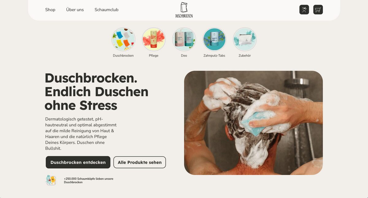 Duschbrocken, one of the top dropshipping stores in Germany