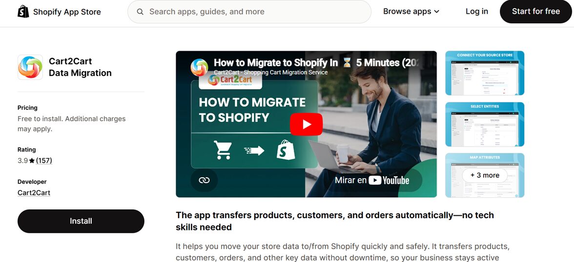 Cart2Cart migration app for Magento to Shopify