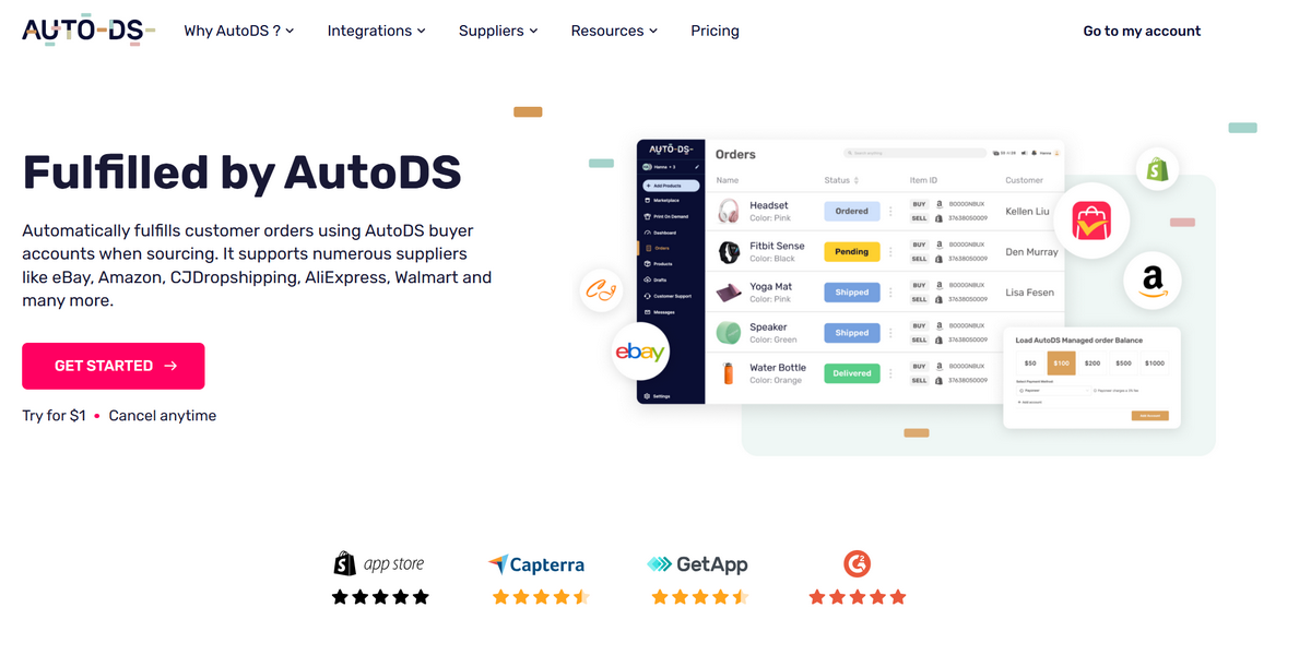 AutoDS for fulfillment and supplier connection