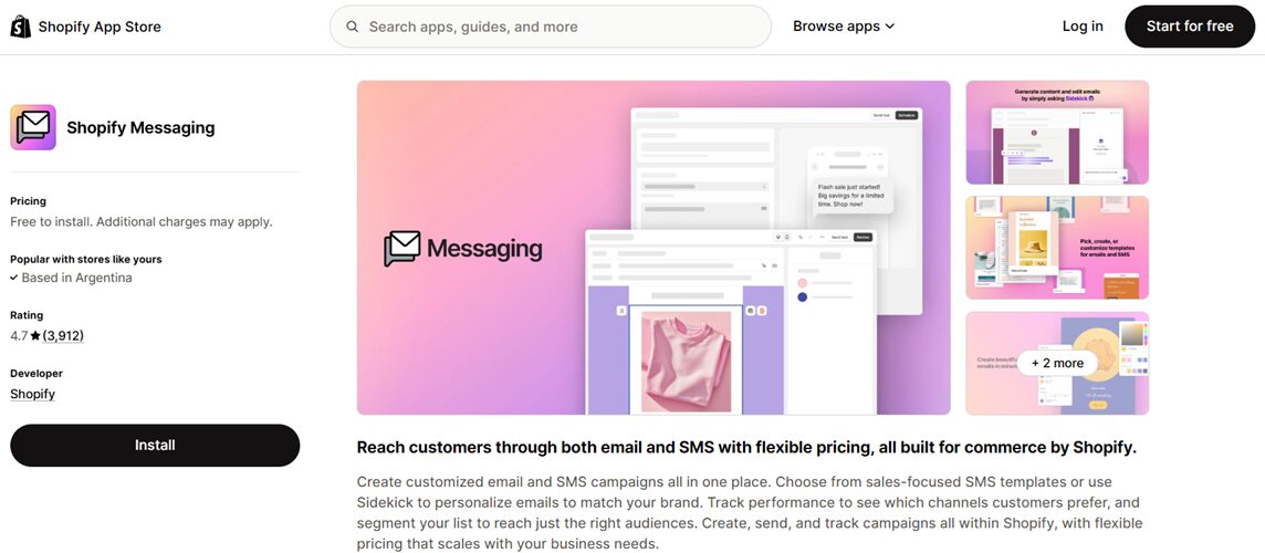 Shopify Messaging built-in free app for dropshipping