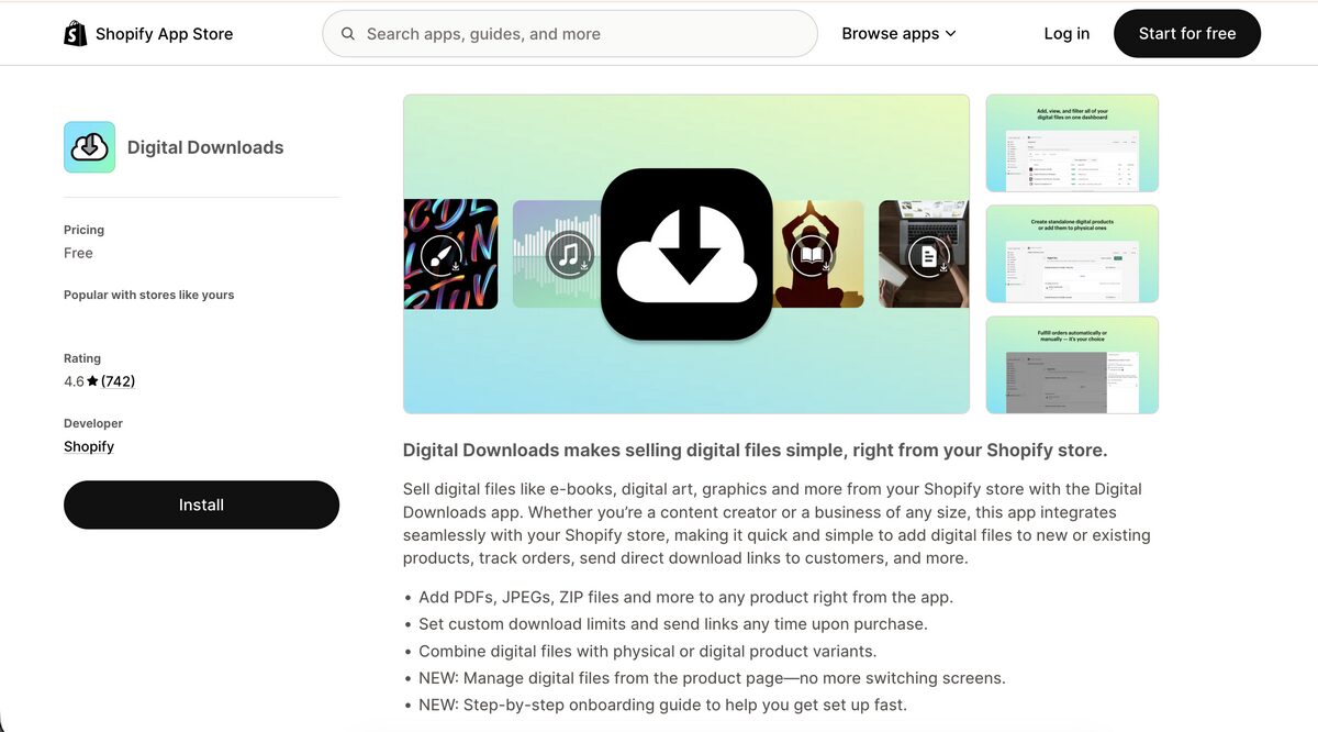 Digital Downloads app to sell digital products on Shopify