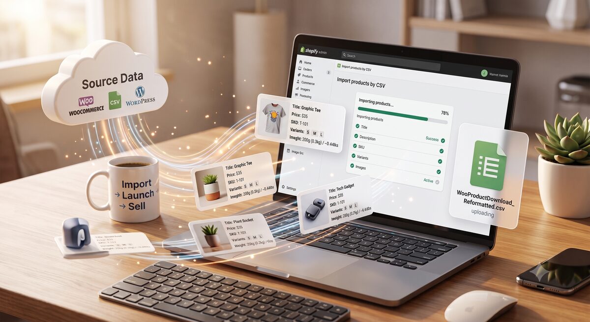 Shopify import step of products migration from WordPress