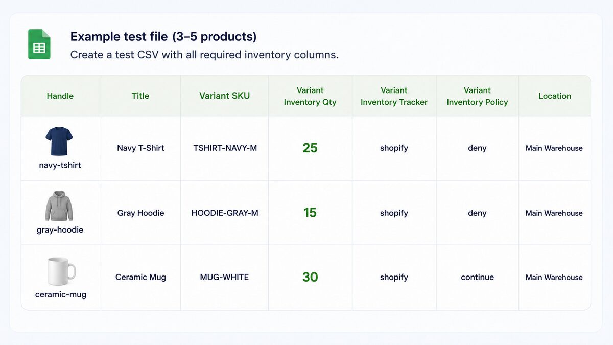 test file for shopify product importing