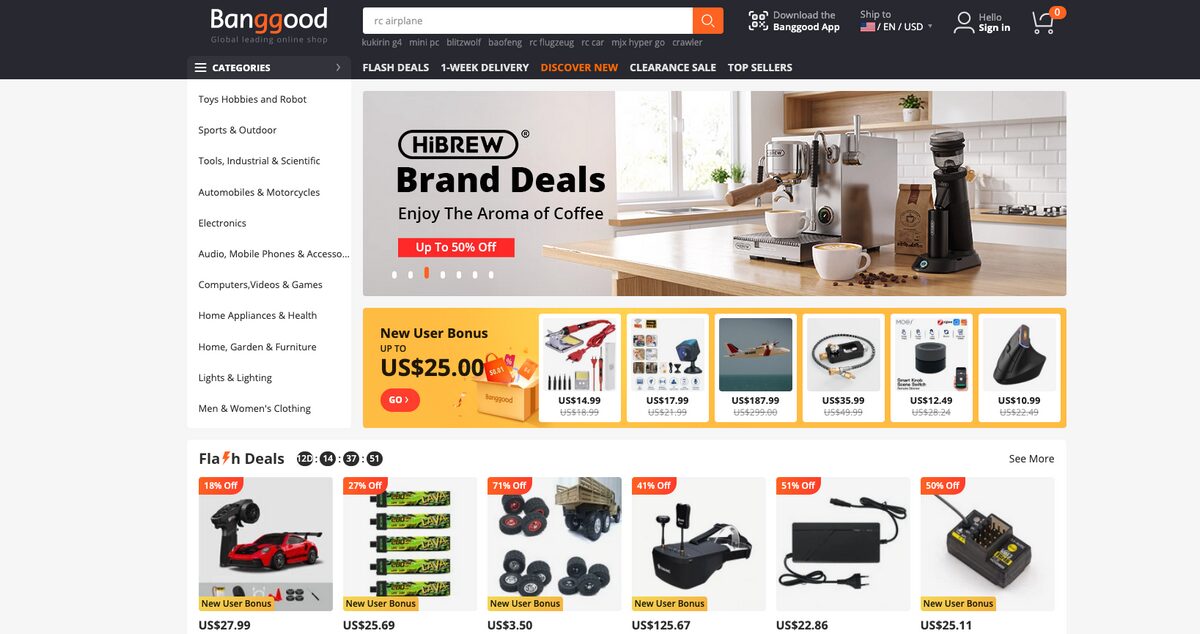 Banggood, one of the best free dropshipping suppliers for Shopify in 2026