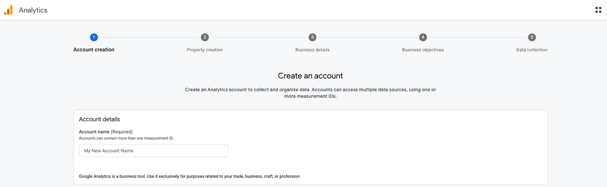Create Google Analytics 4 account for Shopify Analytics