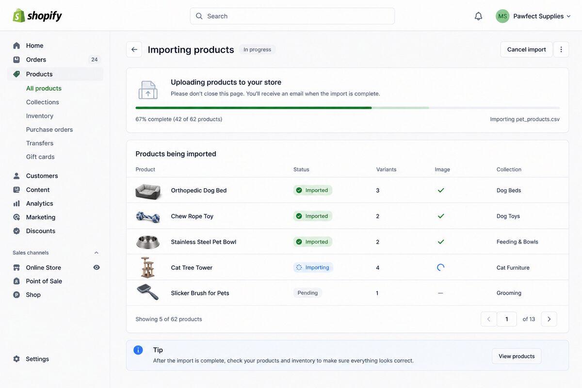 Import products and set your prices for dropshipping in shopify