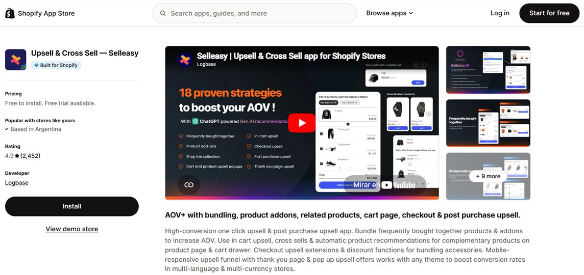 Selleasy Shopify free app for upsell dropshipping