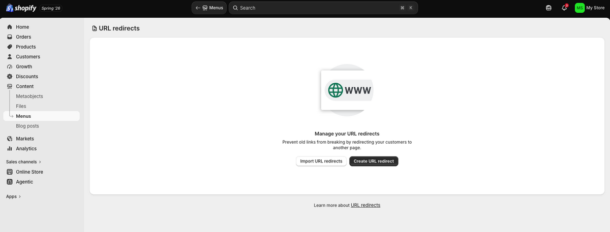 Set up URL redirects to migrate to Shopify