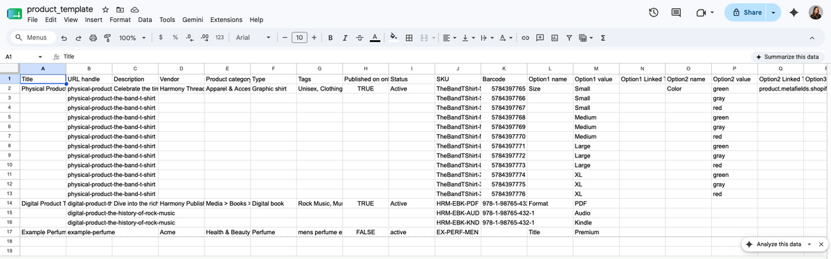 Complete CSV file to import products from CJ Dropshipping to Shopify