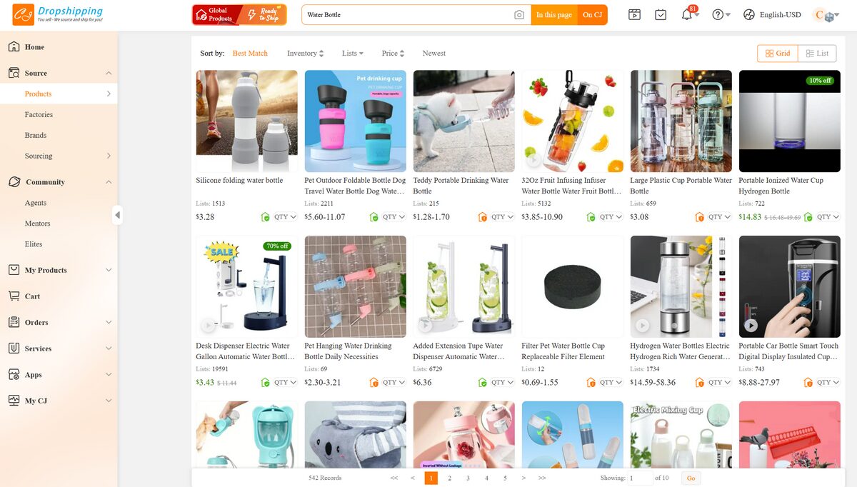 Reusable Water Bottles and Tumblers Search For Shopify Dropshipping