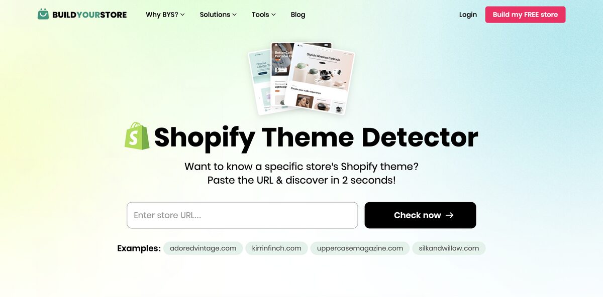 BuildYourStore's free Shopify theme detector for top dropshipping stores in Germany