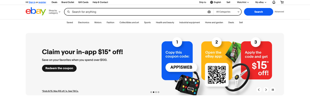 eBay, one of the best free dropshipping suppliers for Shopify in 2026
