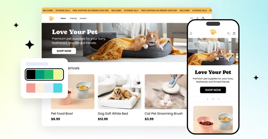 BuildYourStore pet store example AI Shopify creation niche products