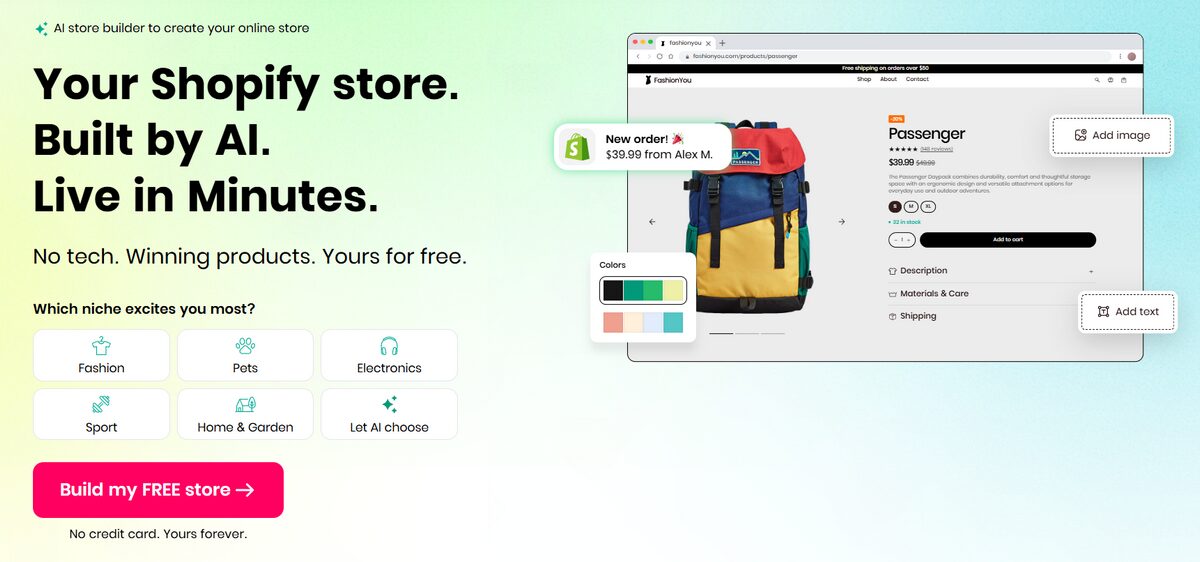 Homepage of BuildYourStore