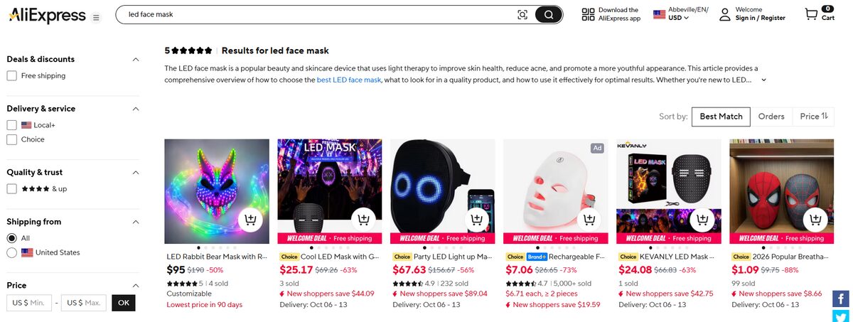 AliExpress Showing results for LED Mask search