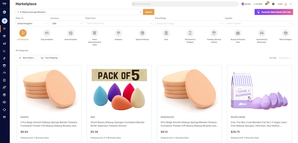 Make up sponges results on AutoDS's marketplace