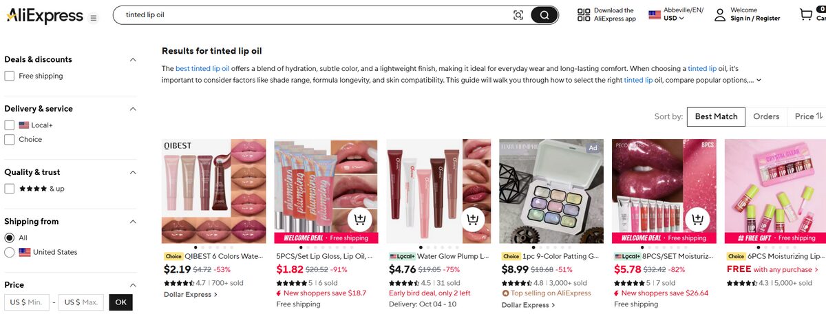 Lip Oils and Tinted Balms on AliExpress