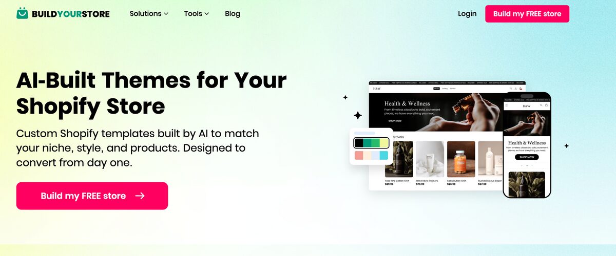 BuildYourStore AI Shopify Themes Page