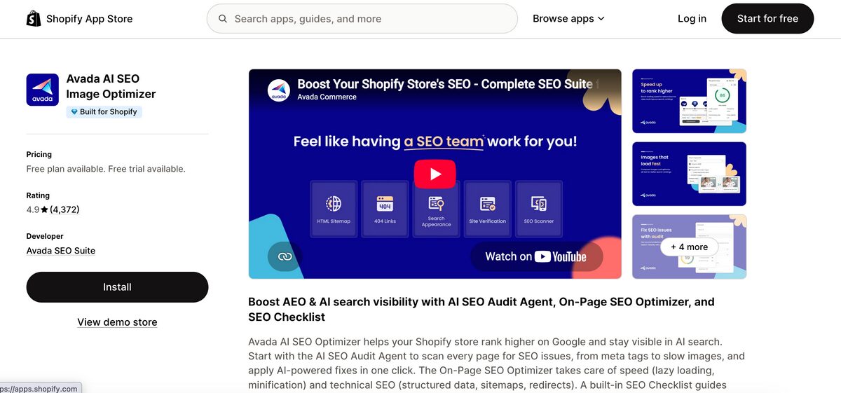 Avada SEO image optimizer for shopify