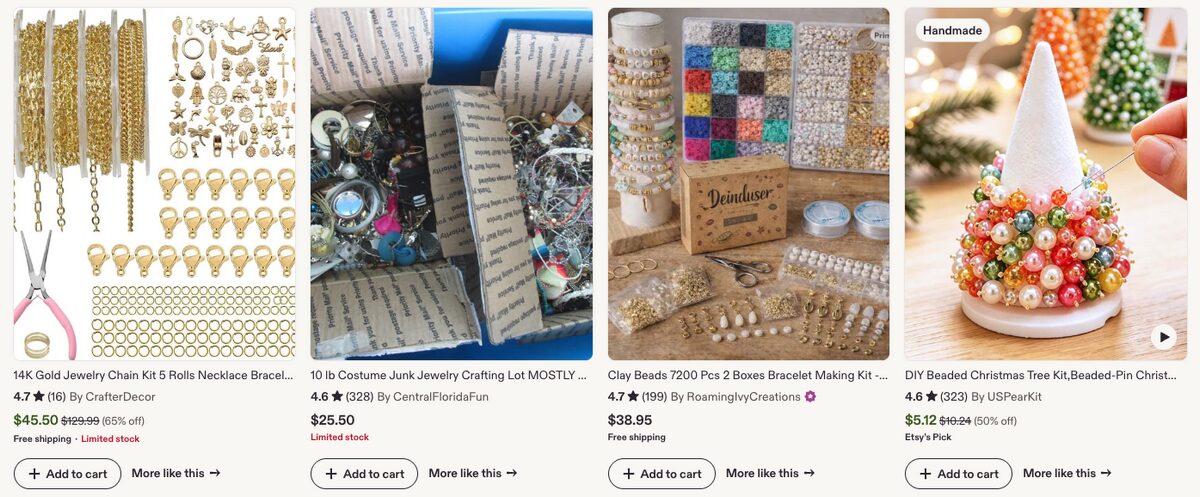 Beads & jewelry-making supplies on Etsy, one of the best craft supplies for dropshipping