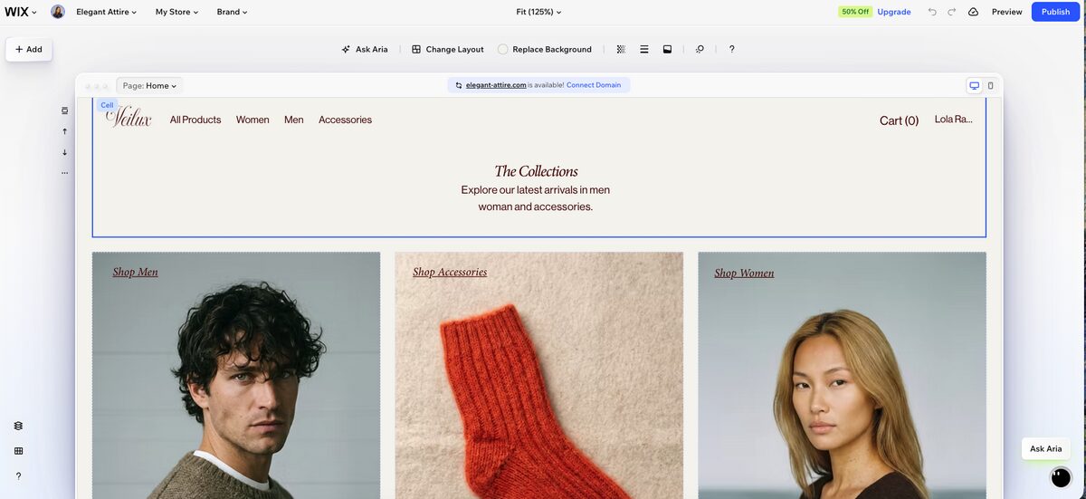 Wix's site editor