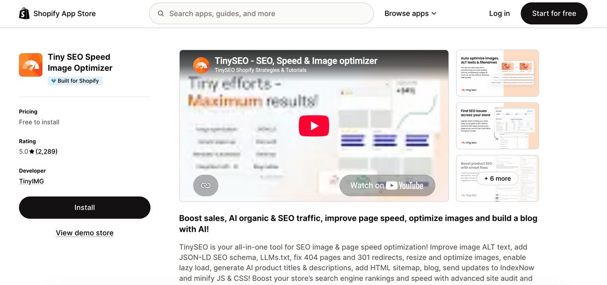 TinyIMG speed image optimizer for shopify
