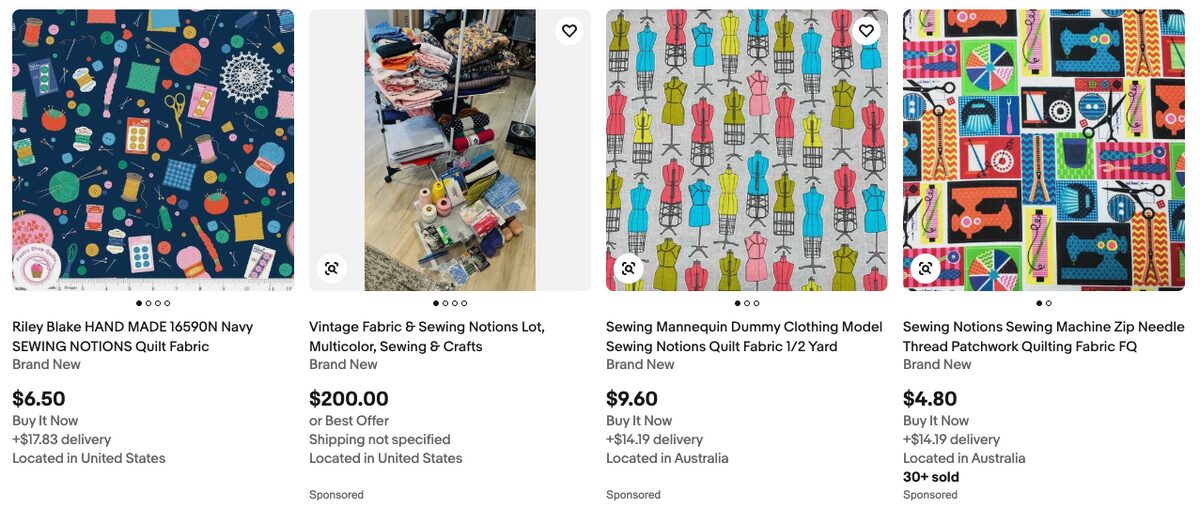 Fabric & sewing notions on eBay, one of the best craft supplies for dropshipping