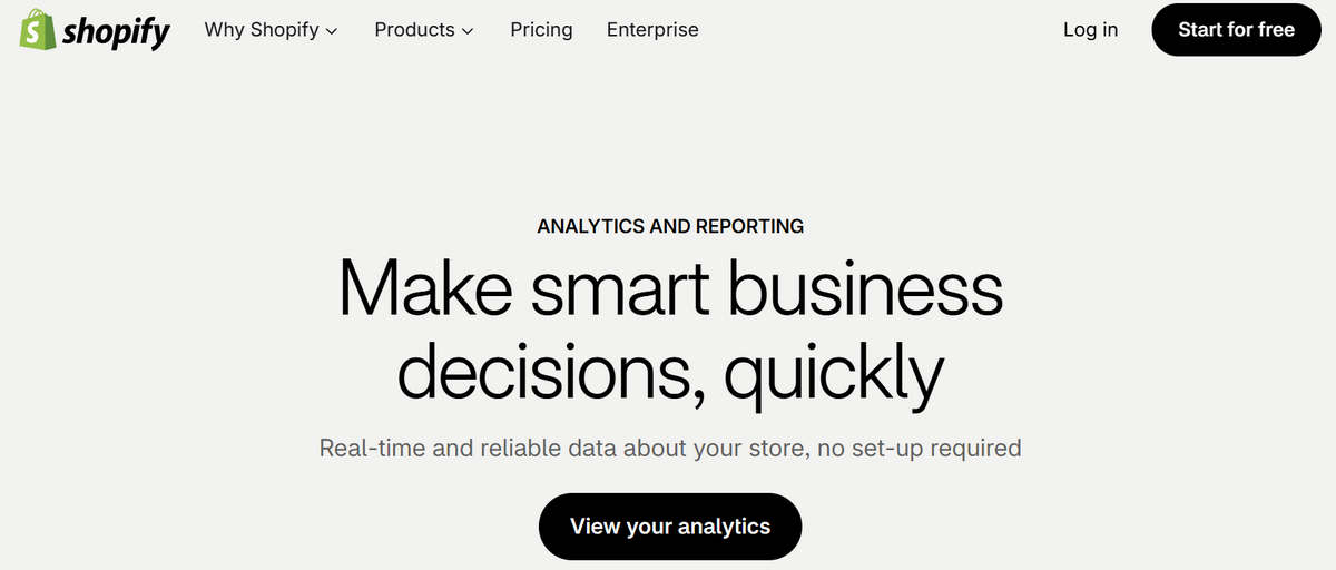 Shopify Analytics page for tracking real-time store data and performance