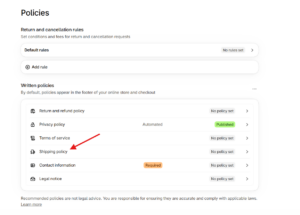 How to add Shipping Policies in Shopify
