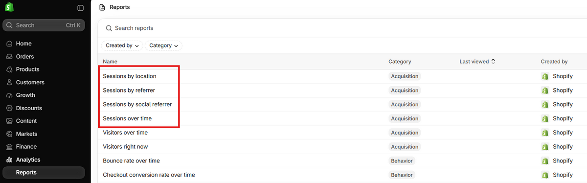 Types of Shopify Sessions
