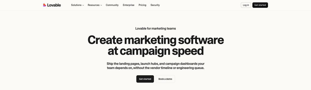 Lovable for marketers creating landing pages and campaign assets