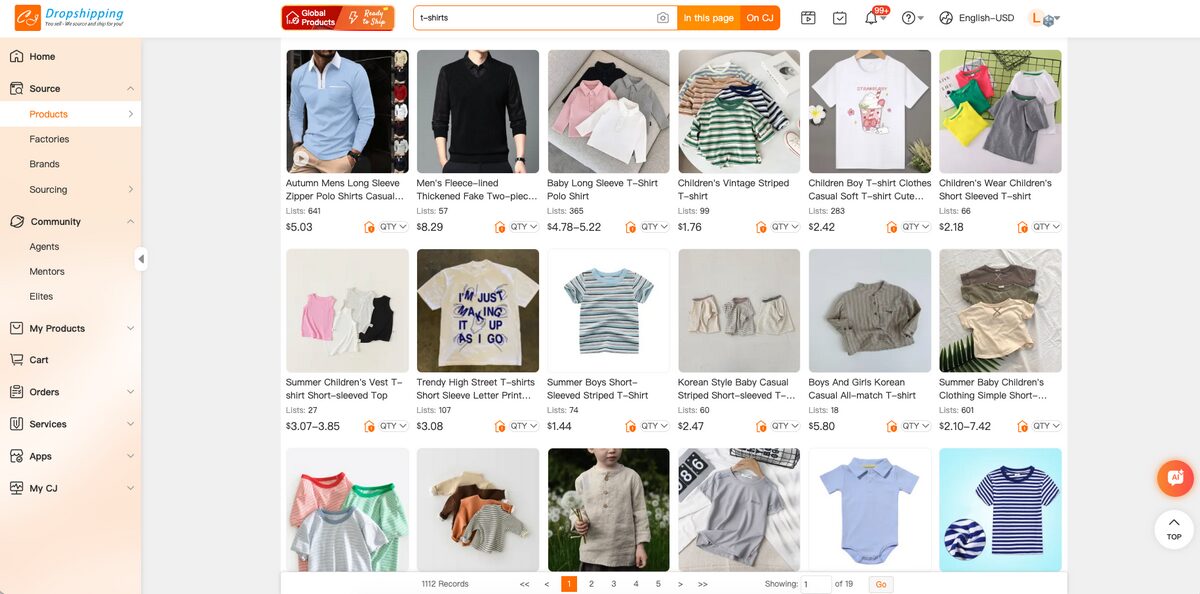 CJDropshipping for t-shirt dropshipping
